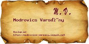 Modrovics Varsány névjegykártya